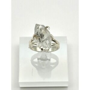 Raw Herkimer Diamond Sterling Silver Ring Size 9